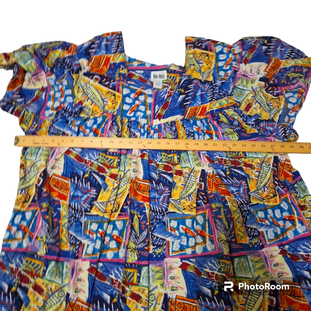 Vintage Dee Dees Abstract & Geometric Pattern Boho Mumu Dress Fun & Funky Sz 4X - Picture 5 of 6